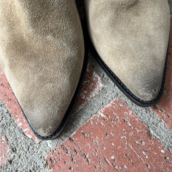 Isabel Marant Denvee Suede Knee High Boots Western Burnished Toe Taupe EU 38 - Picture 7 of 16